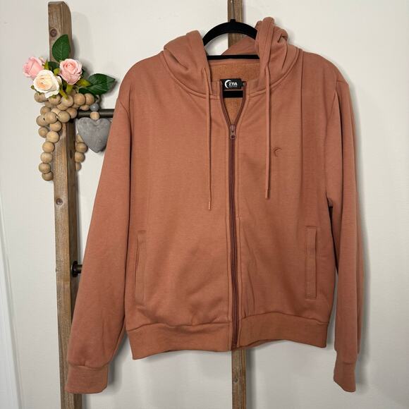 Zyia Active Rust Long Sleeve Full Zip Hoodie Sweatshirt Size Large - Picture 1 of 9
